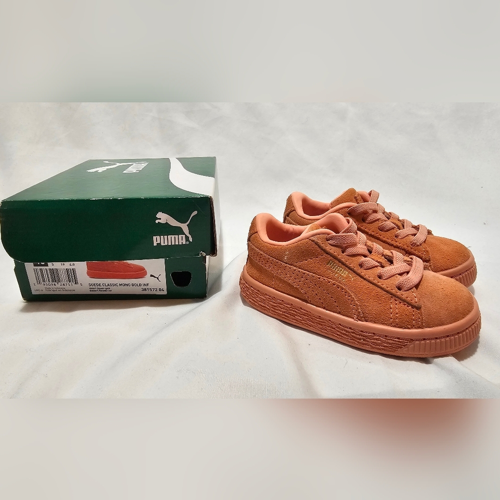Kids Puma Suede Mono Gold size 4C